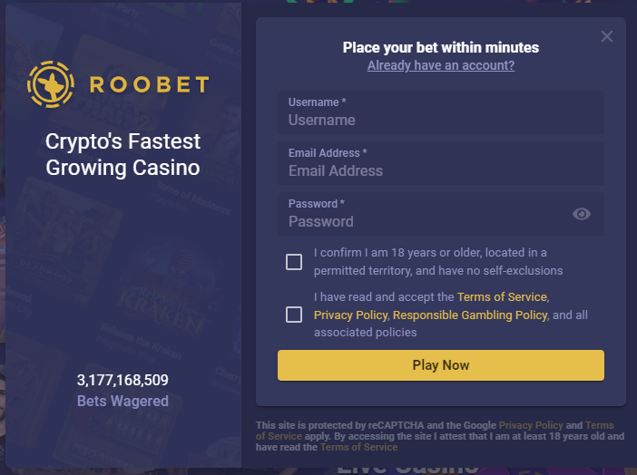Roobet Sign Up